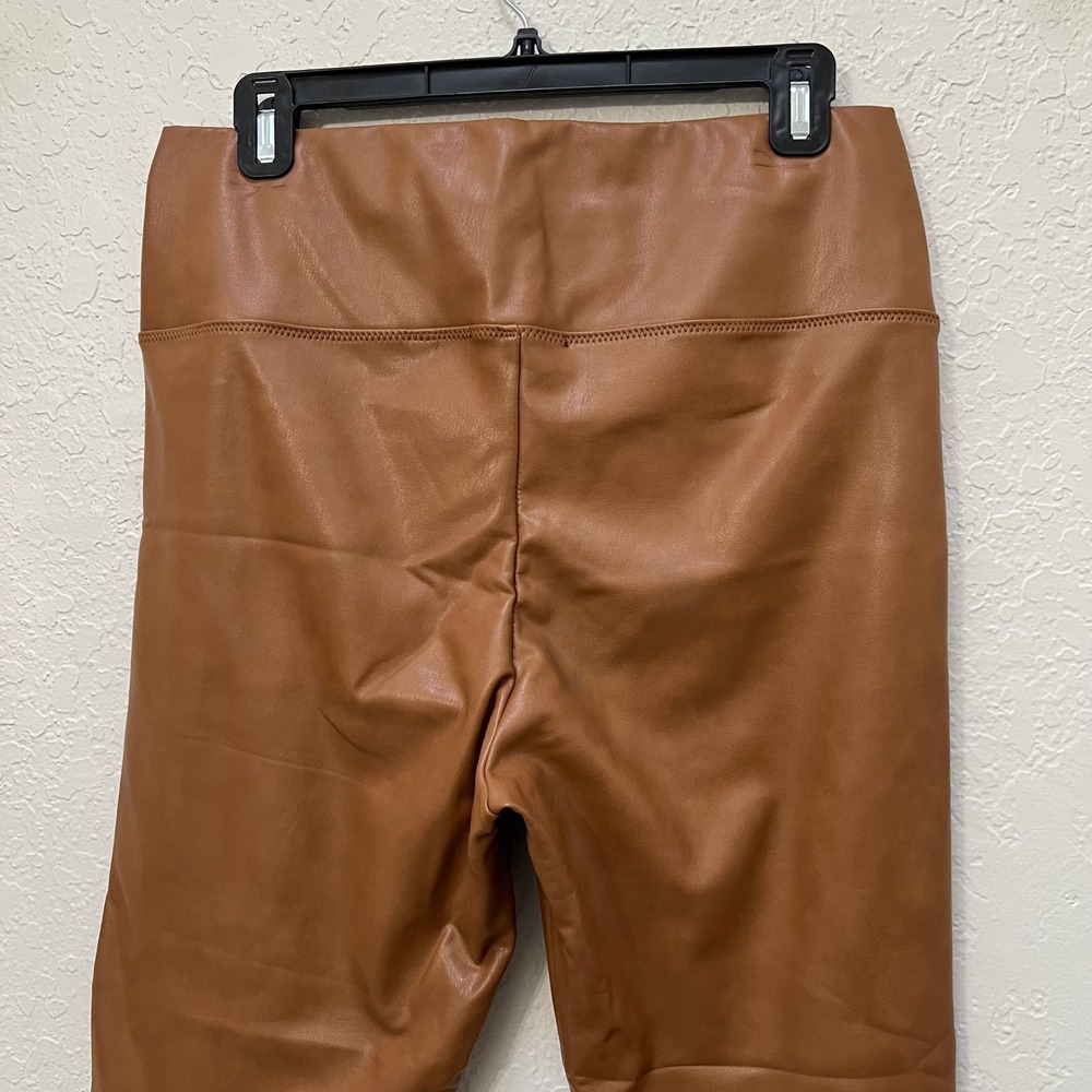 Bagatelle NYC Womens Cognac Brown Faux Leather High Waisted Leggings Size L - Picture 6 of 7